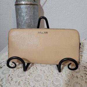 Coach Neutral Tan Leather Foldable Zip Wallet